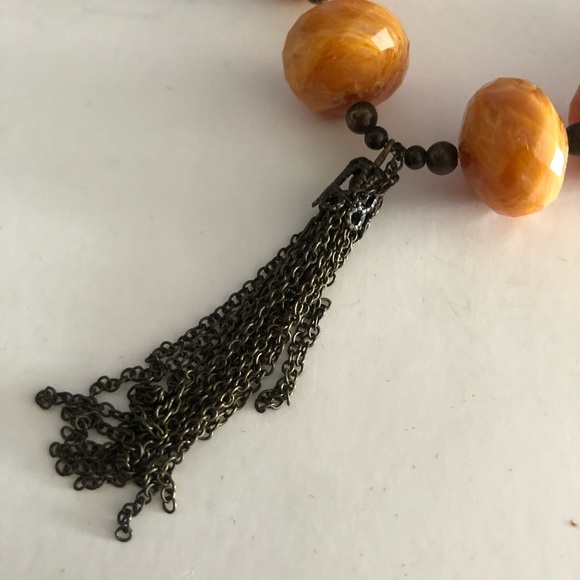 Vintage Beaded Bracelet with Tassel. Butterscotch like beads - Picture 3 of 5